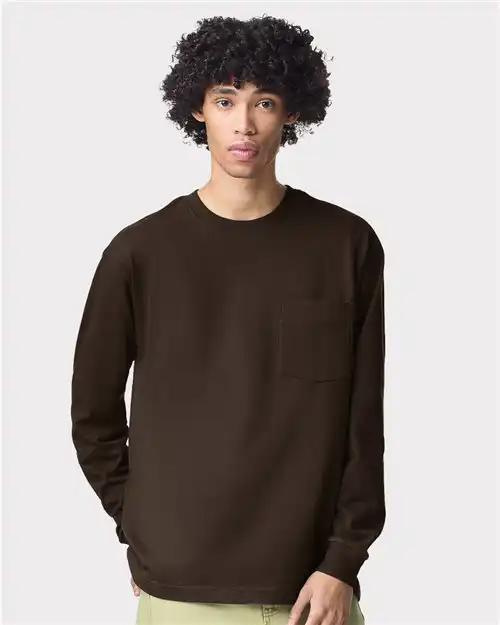 American Apparel Unisex Super Heavyweight Long Sleeve Pocket Tee
