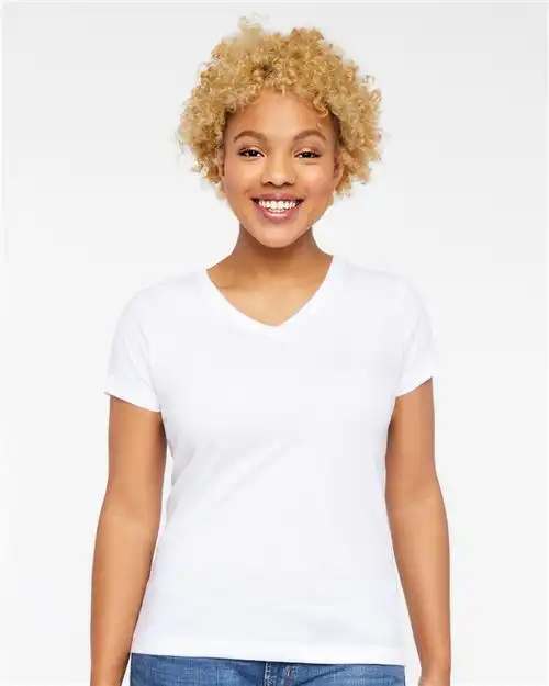 LAT Women's Fine Jersey V-Neck Tee
