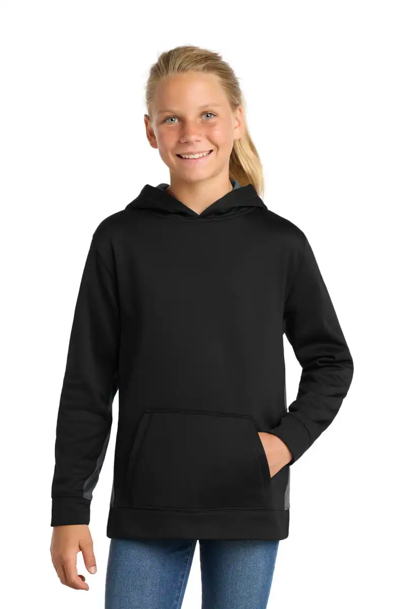 Sport-Tek ®  Youth Sport-Wick ®  Fleece Colorblock Hooded Pullover.